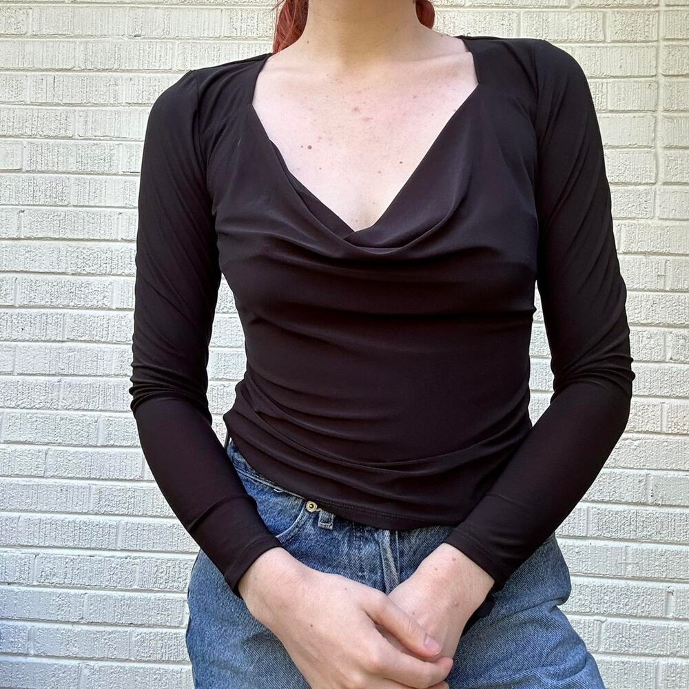 Live in the Moment NWT Black Cowl Blouse